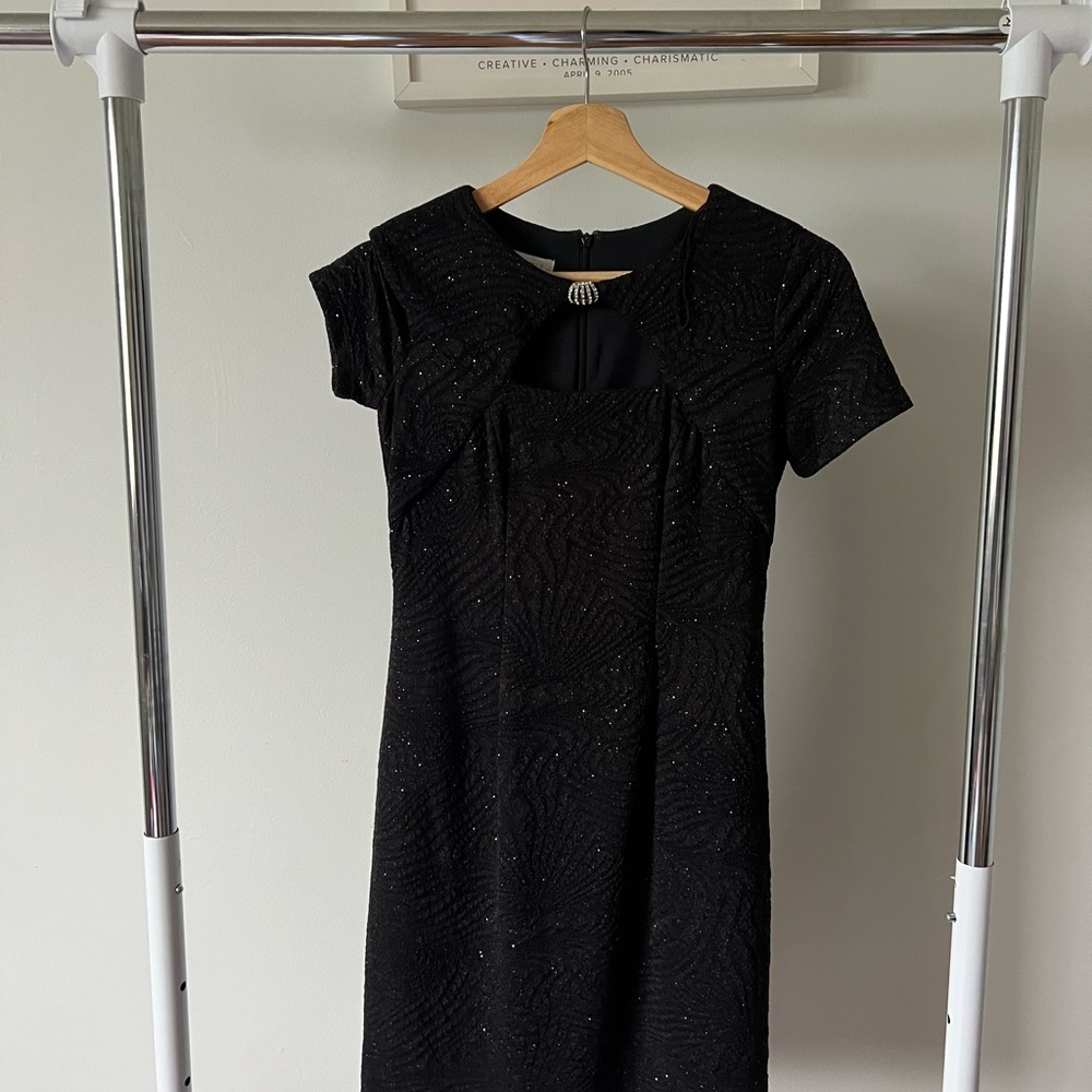 London Times Black Sheath Mini Dress